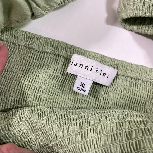 Gianni Bini Angel Squareneck Blouse Smocked Balloon Sleeve - Picture 6 of 8